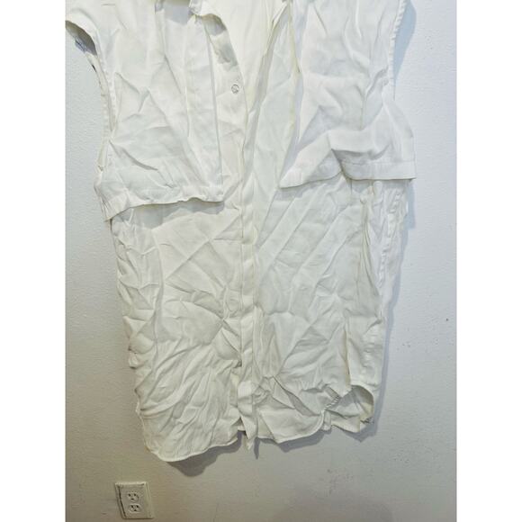 K. NGSLEY Women's White Cap Sleeve Button Front Nes Shirt Dress Size Medium - Picture 6 of 13